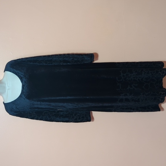 Vtg Carole Little long sleeves velvet midi dress embossed mesh bottom sz 14 - Picture 9 of 11